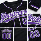 Custom Stitched Black Purple-White Baseball Pullover Sweatshirt Hoodie detail