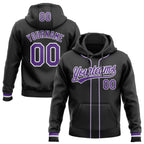 Custom Stitched Black Purple-White Baseball Pullover Sweatshirt Hoodie photo 1