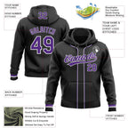 Custom Stitched Black Purple-White Baseball Pullover Sweatshirt Hoodie photo 2