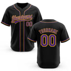 Custom Stitched Black Purple-Gold Baseball Pullover Sweatshirt Hoodie