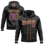 Custom Stitched Black Purple-Gold Baseball Pullover Sweatshirt Hoodie photo 1