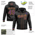 Custom Stitched Black Purple-Gold Baseball Pullover Sweatshirt Hoodie photo 2