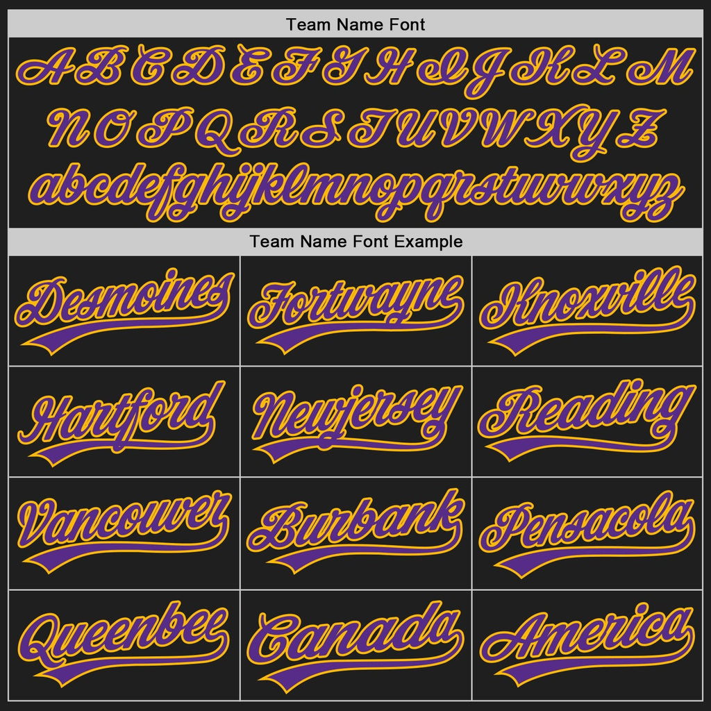 Custom Stitched Black Purple-Gold Baseball Pullover Sweatshirt Hoodie photo 3