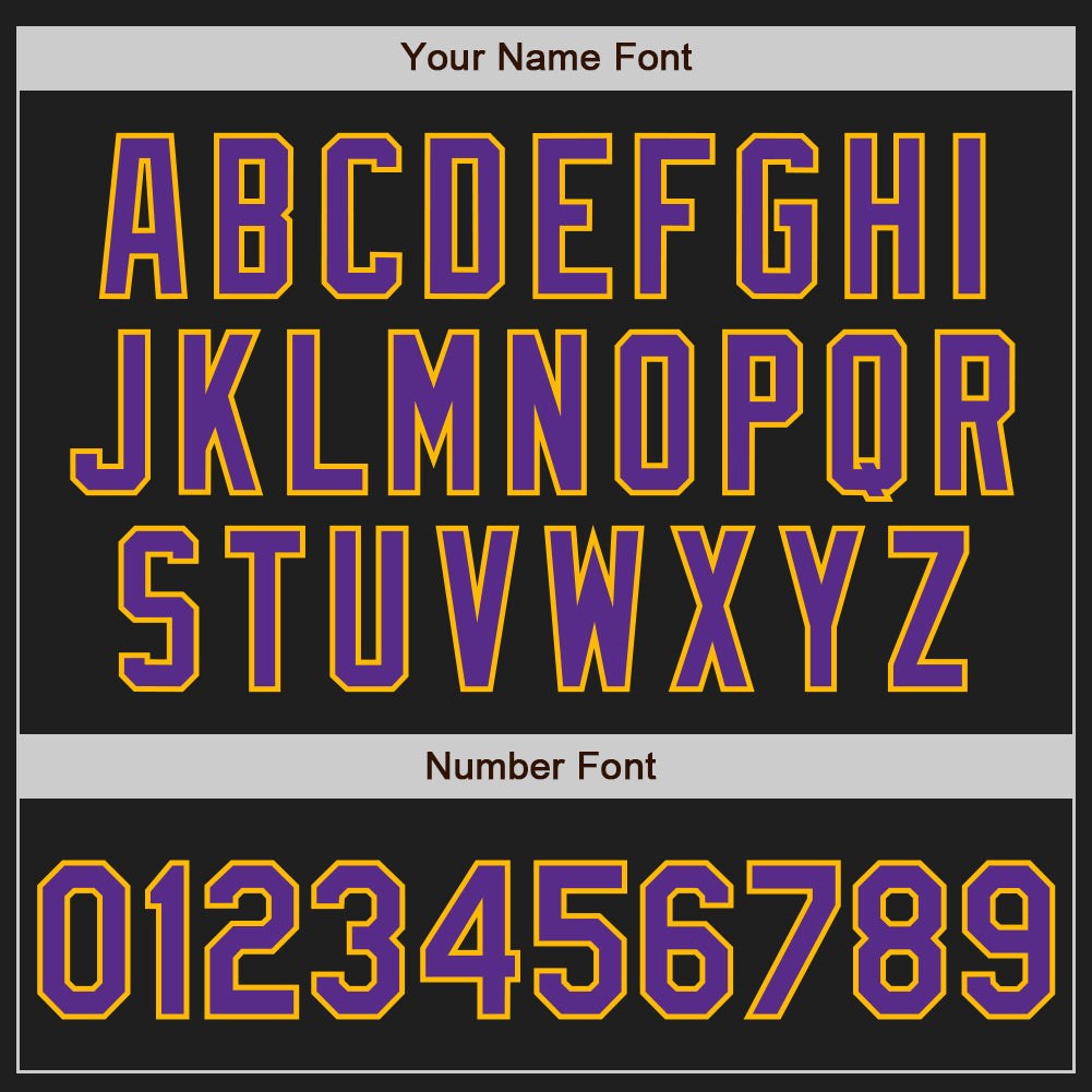 Custom Stitched Black Purple-Gold Baseball Pullover Sweatshirt Hoodie photo 4