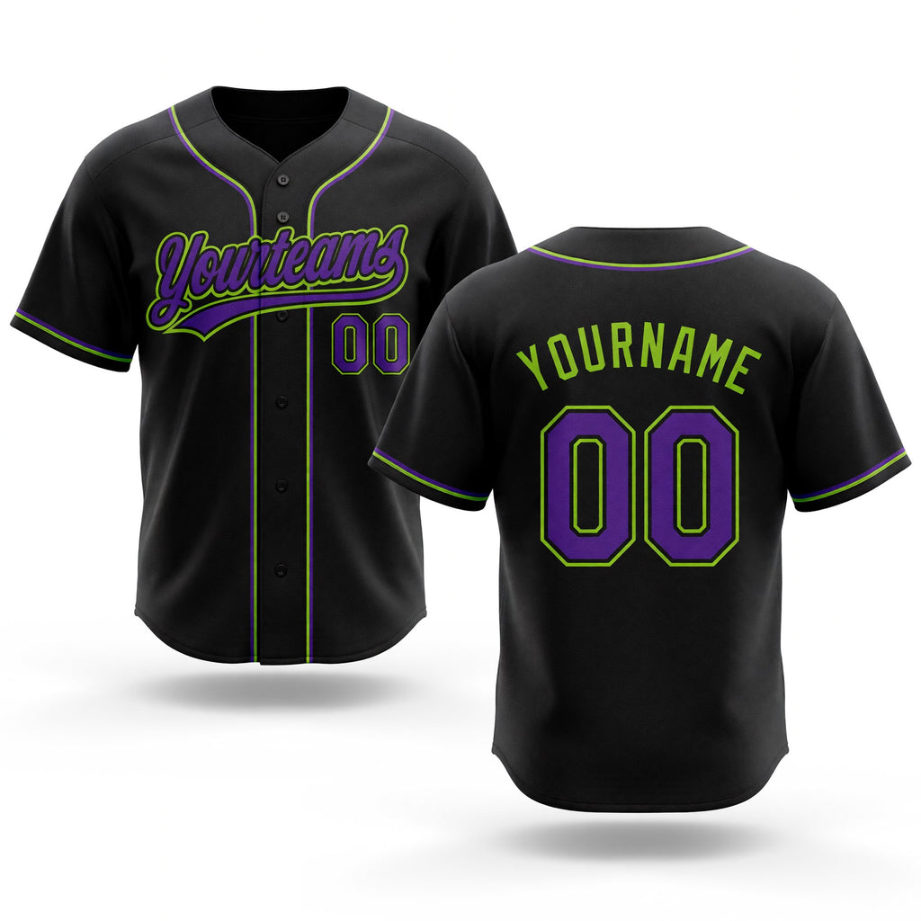 Custom Stitched Black Purple-Neon Green Baseball Pullover Sweatshirt Hoodie