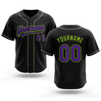 Custom Stitched Black Purple-Neon Green Baseball Pullover Sweatshirt Hoodie