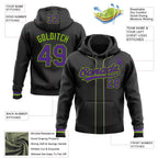Custom Stitched Black Purple-Neon Green Baseball Pullover Sweatshirt Hoodie photo 2