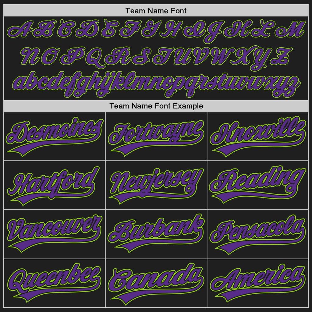 Custom Stitched Black Purple-Neon Green Baseball Pullover Sweatshirt Hoodie photo 3