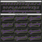 Custom Stitched Black Purple-Neon Green Baseball Pullover Sweatshirt Hoodie photo 3
