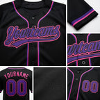 Custom Stitched Black Purple-Pink Baseball Pullover Sweatshirt Hoodie detail