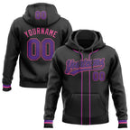 Custom Stitched Black Purple-Pink Baseball Pullover Sweatshirt Hoodie photo 1