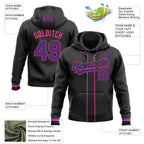 Custom Stitched Black Purple-Pink Baseball Pullover Sweatshirt Hoodie photo 2