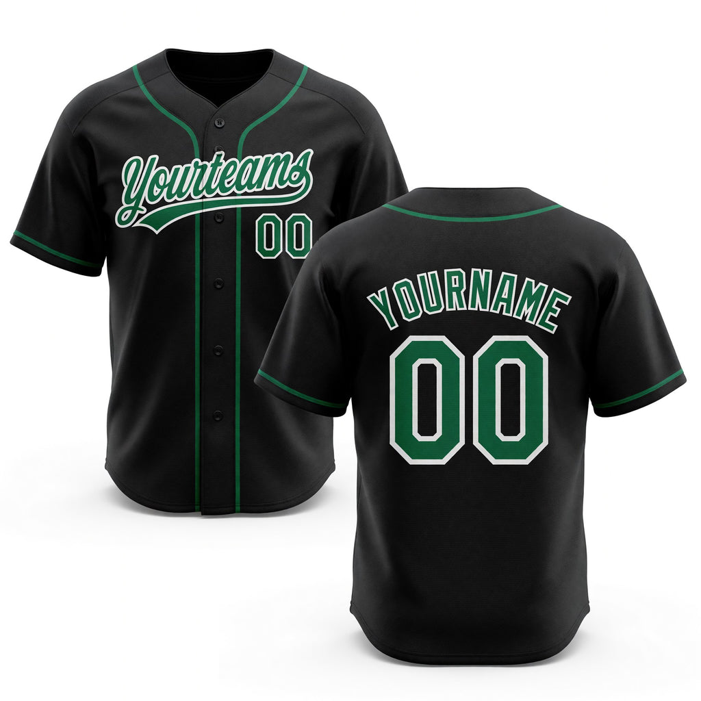 Custom Stitched Black Kelly Green-White Baseball Pullover Sweatshirt Hoodie