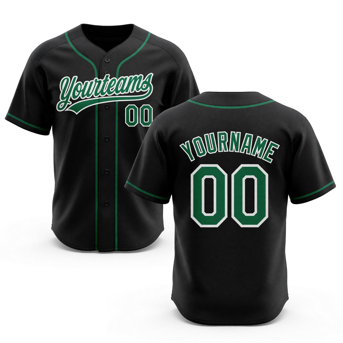 Custom Stitched Black Kelly Green-White Baseball Pullover Sweatshirt Hoodie