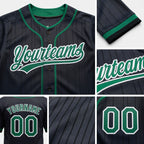 Custom Stitched Black Kelly Green-White Baseball Pullover Sweatshirt Hoodie detail