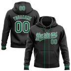 Custom Stitched Black Kelly Green-White Baseball Pullover Sweatshirt Hoodie photo 1