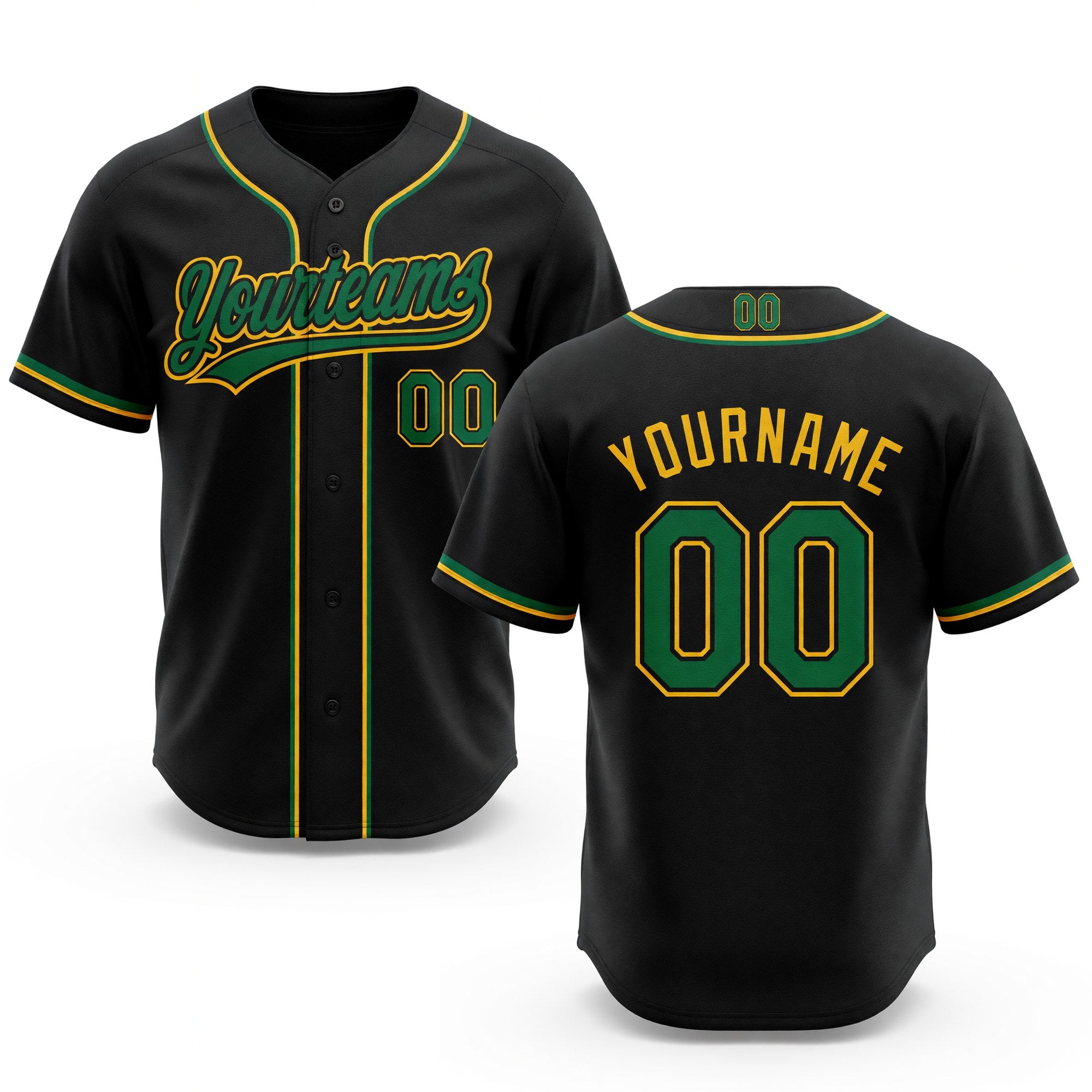 Custom Stitched Black Kelly Green-Gold Baseball Pullover Sweatshirt Hoodie