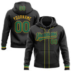 Custom Stitched Black Kelly Green-Gold Baseball Pullover Sweatshirt Hoodie photo 1