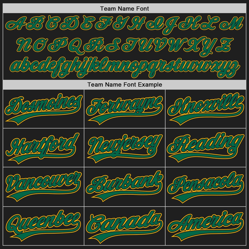 Custom Stitched Black Kelly Green-Gold Baseball Pullover Sweatshirt Hoodie photo 3