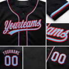 Custom Stitched Black Light Blue-Red Baseball Pullover Sweatshirt Hoodie detail