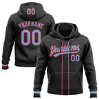 Custom Stitched Black Light Blue-Red Baseball Pullover Sweatshirt Hoodie photo 1