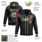 Custom Stitched Black Vintage Mexican Flag-Cream Baseball Pullover Sweatshirt Hoodie photo 2