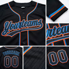 Custom Stitched Black Powder Blue-Orange Baseball Pullover Sweatshirt Hoodie detail