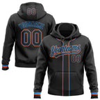 Custom Stitched Black Powder Blue-Orange Baseball Pullover Sweatshirt Hoodie photo 1