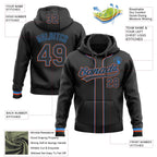 Custom Stitched Black Powder Blue-Orange Baseball Pullover Sweatshirt Hoodie photo 2