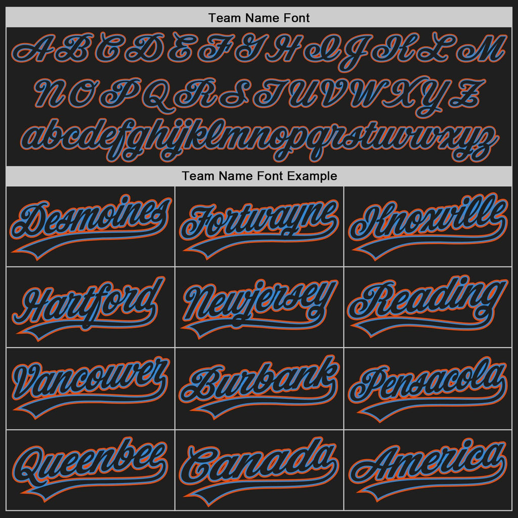 Custom Stitched Black Powder Blue-Orange Baseball Pullover Sweatshirt Hoodie photo 3