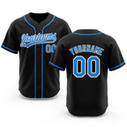 Custom Stitched Black Powder Blue-White Baseball Pullover Sweatshirt Hoodie