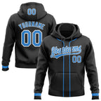 Custom Stitched Black Powder Blue-White Baseball Pullover Sweatshirt Hoodie photo 1