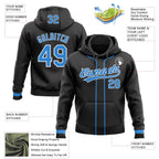 Custom Stitched Black Powder Blue-White Baseball Pullover Sweatshirt Hoodie photo 2