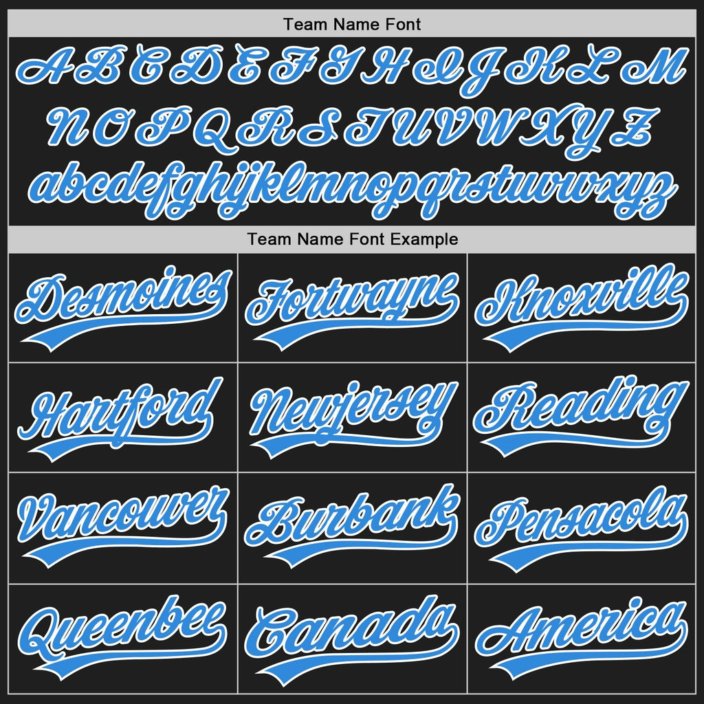 Custom Stitched Black Powder Blue-White Baseball Pullover Sweatshirt Hoodie photo 3
