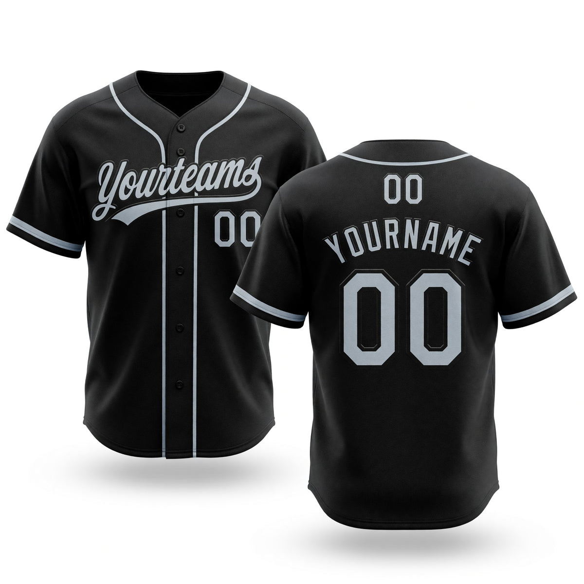 Custom Stitched Black Silver Baseball Pullover Sweatshirt Hoodie