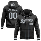 Custom Stitched Black Silver Baseball Pullover Sweatshirt Hoodie photo 1