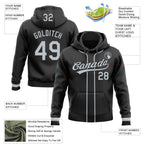 Custom Stitched Black Silver Baseball Pullover Sweatshirt Hoodie photo 2