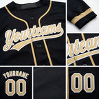Custom Stitched Black Vegas Gold-White Baseball Pullover Sweatshirt Hoodie detail