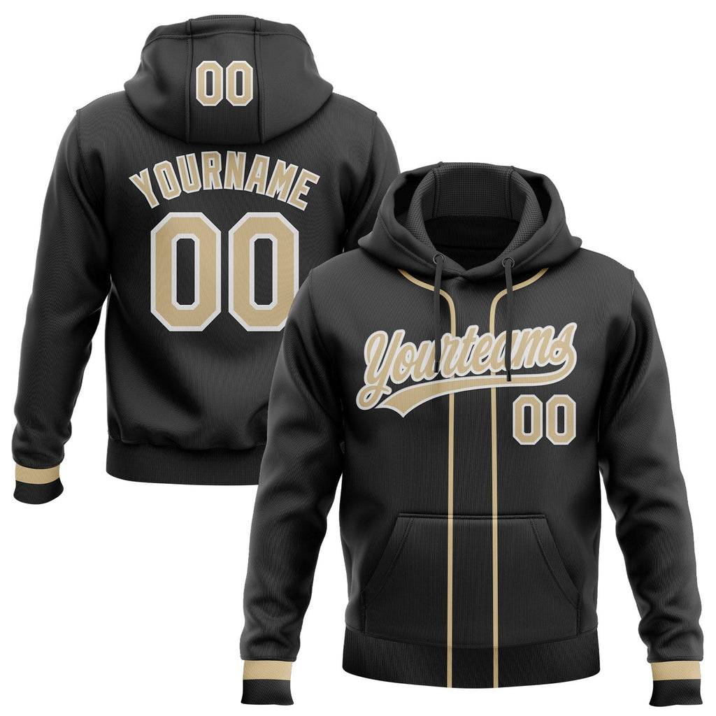 Custom Stitched Black Vegas Gold-White Baseball Pullover Sweatshirt Hoodie photo 1