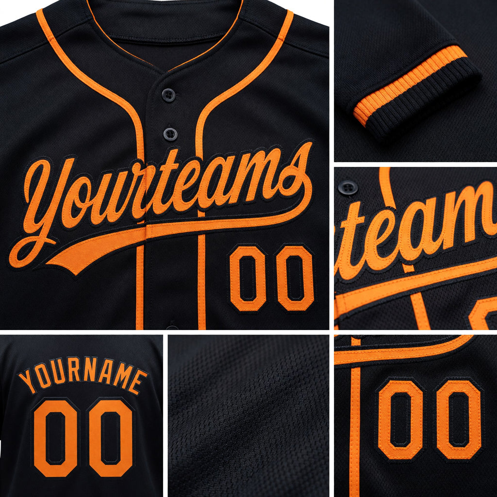 Custom Stitched Black Bay Orange Baseball Pullover Sweatshirt Hoodie detail