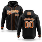 Custom Stitched Black Texas Orange-White Baseball Pullover Sweatshirt Hoodie
