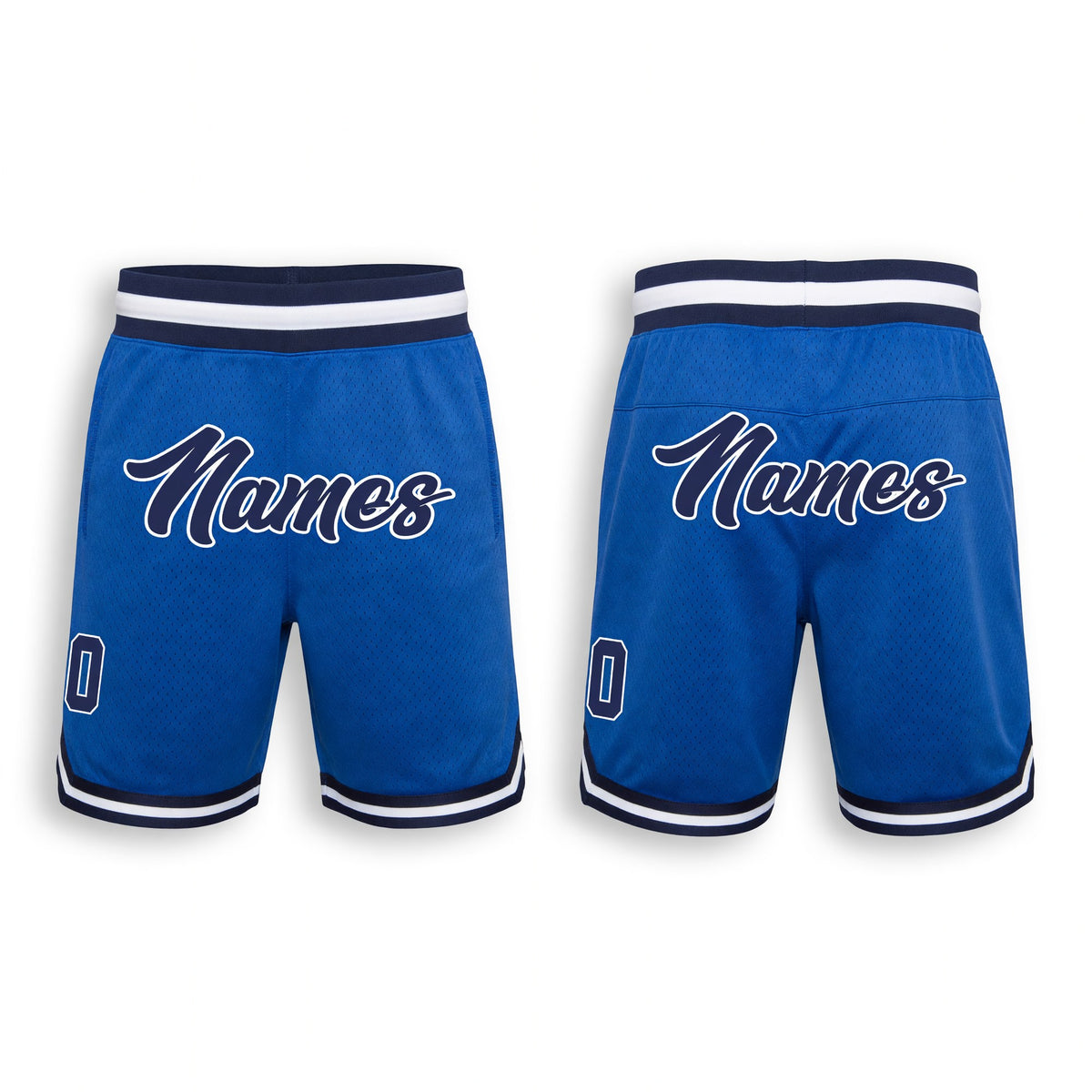 Custom Blue Navy-White Authentic Throwback Basketball Shorts