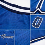 Custom Blue Navy-White Authentic Throwback Basketball Shorts detail