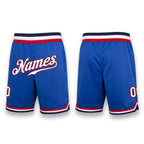 Custom Blue White-Red Authentic Throwback Basketball Shorts