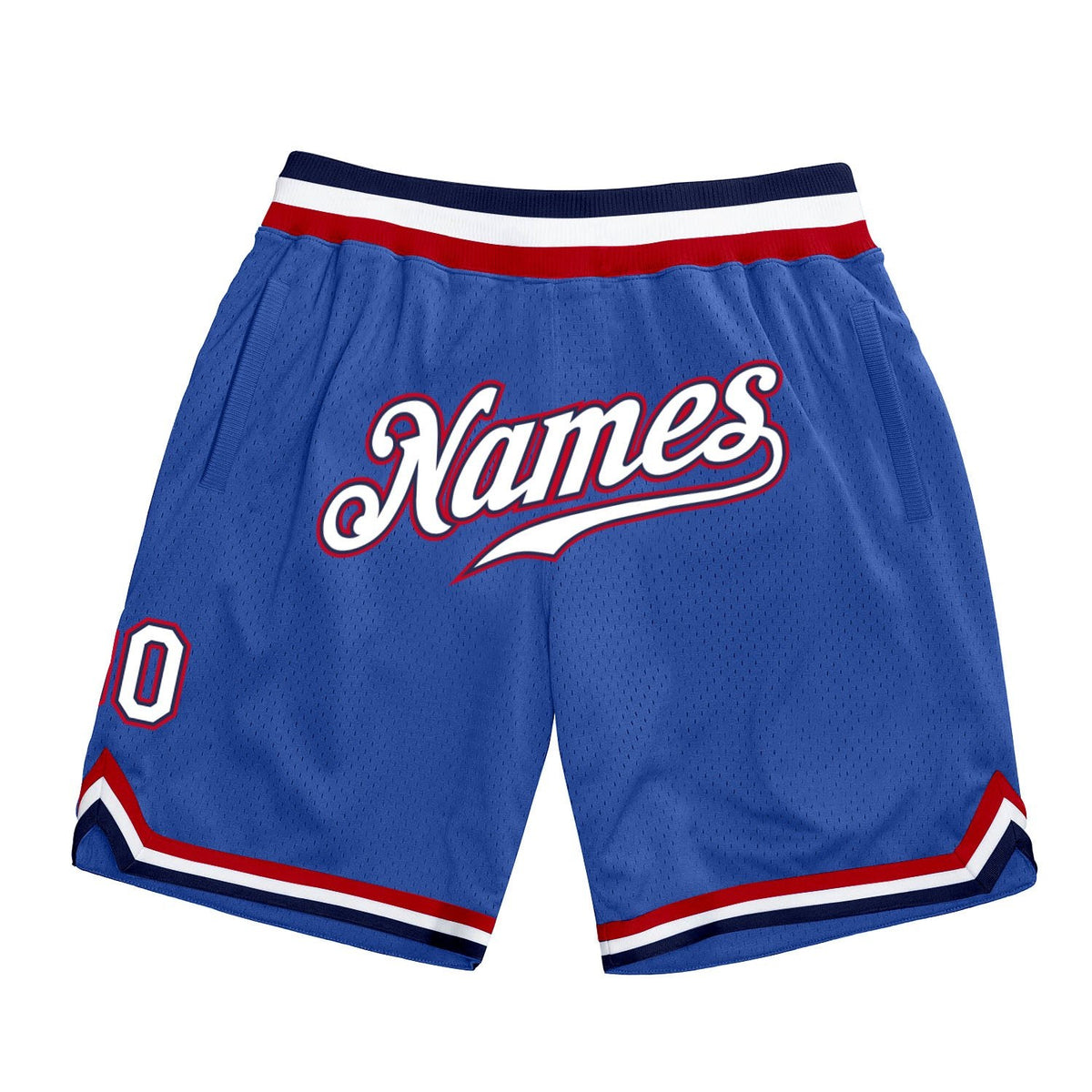 Custom Blue White-Red Authentic Throwback Basketball Shorts photo 1