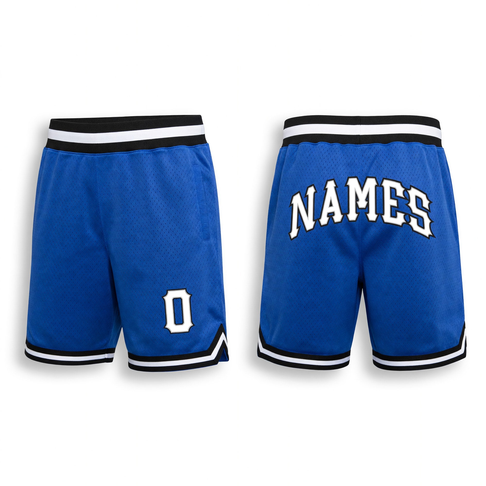 Custom Blue White-Black Authentic Throwback Basketball Shorts