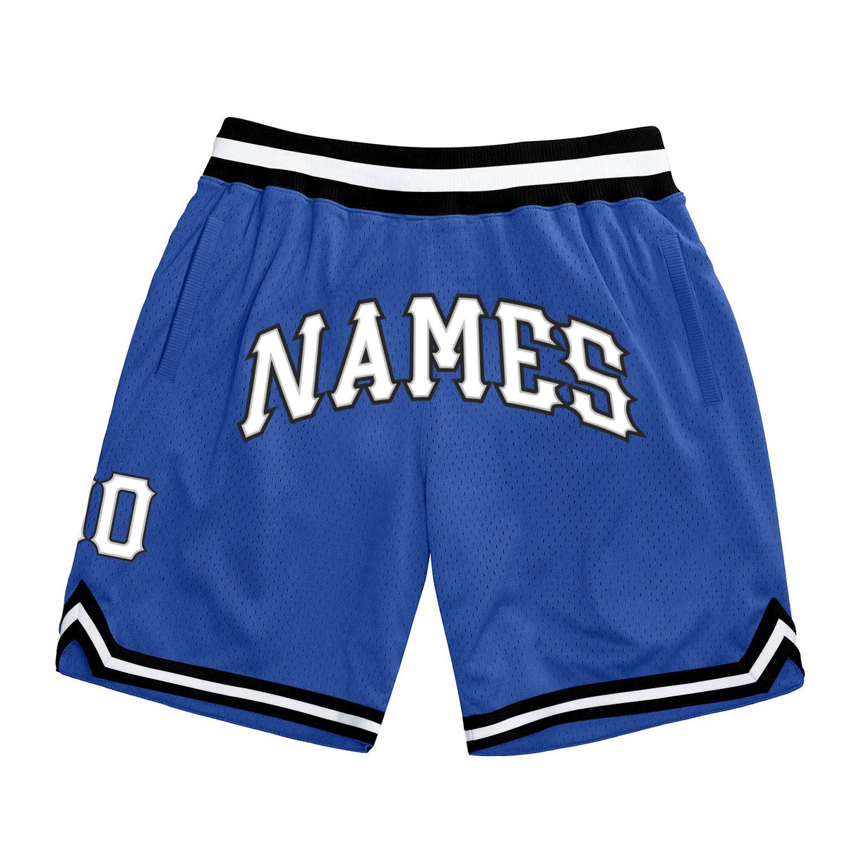 Custom Blue White-Black Authentic Throwback Basketball Shorts photo 1