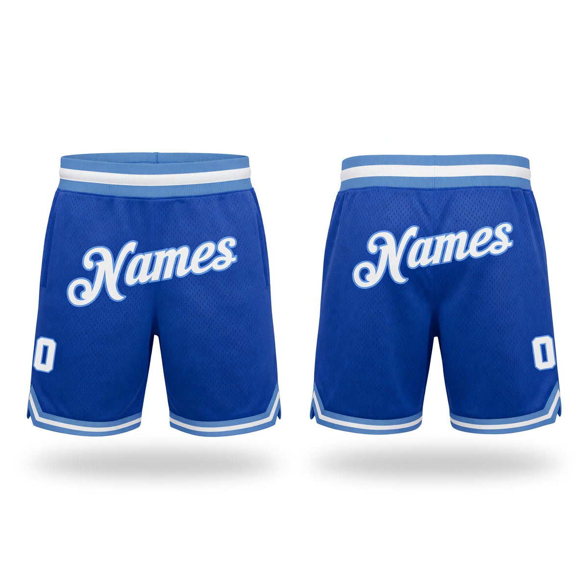 Custom Blue White-Light Blue Authentic Throwback Basketball Shorts