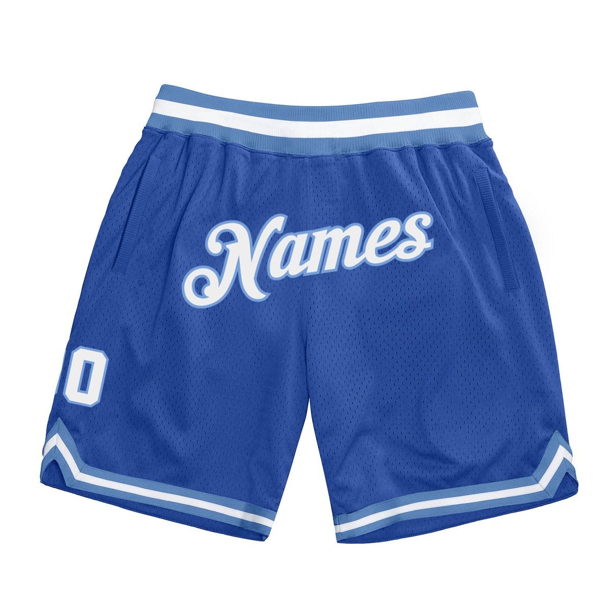 Custom Blue White-Light Blue Authentic Throwback Basketball Shorts photo 1