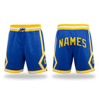 Custom Blue Gold-White Authentic Throwback Basketball Shorts